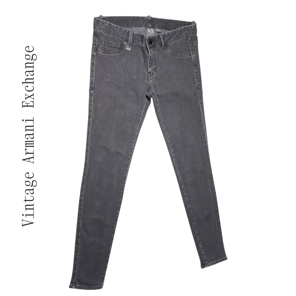 Vintage Y2K Armani Exchange Light Wash Black Denim Skinny Jeans, Sz 6, 30x29